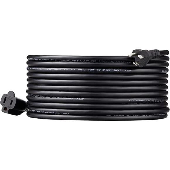 Power Extension Cord, 25 Feet, 13 Amps, 125V, Black - Picture 12 of 12